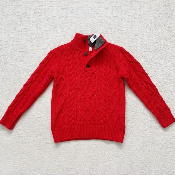 Gap Kids' Cable Knit Button Mock-Neck Sweater (Fleece‎ Collar) - Picture 1 of 4